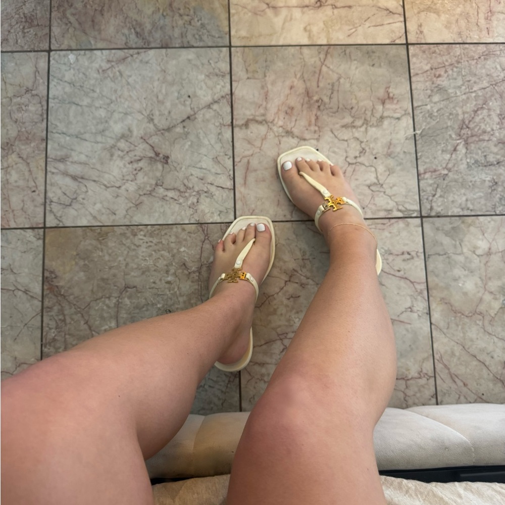 Tory Burch Gold and Cream Sandals